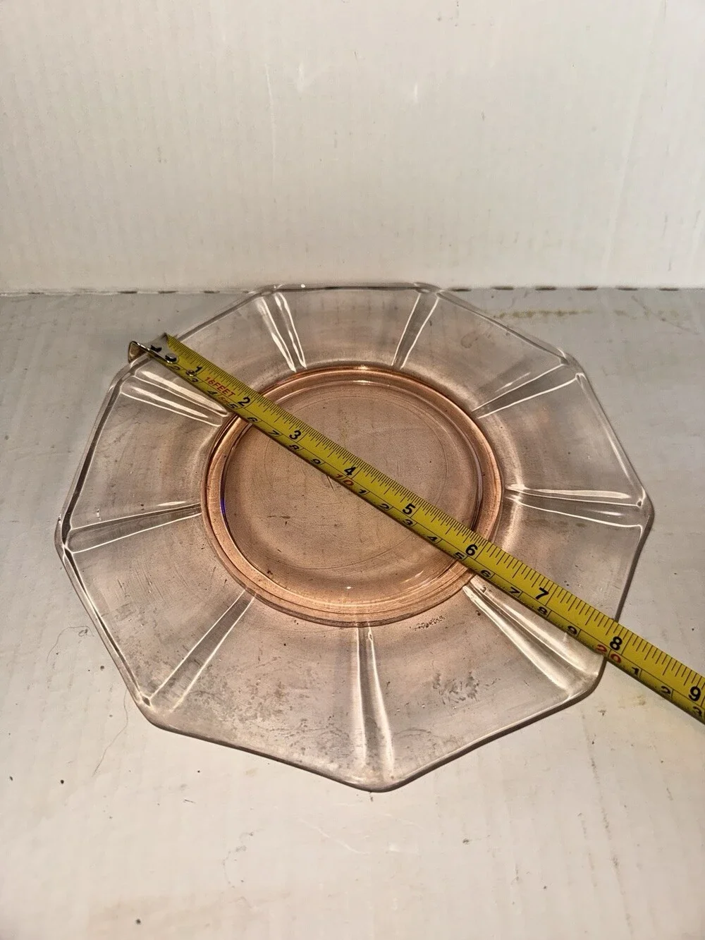 Vintage Pink Depression Glass Octagon 8” Luncheon Salad Plate Art Deco